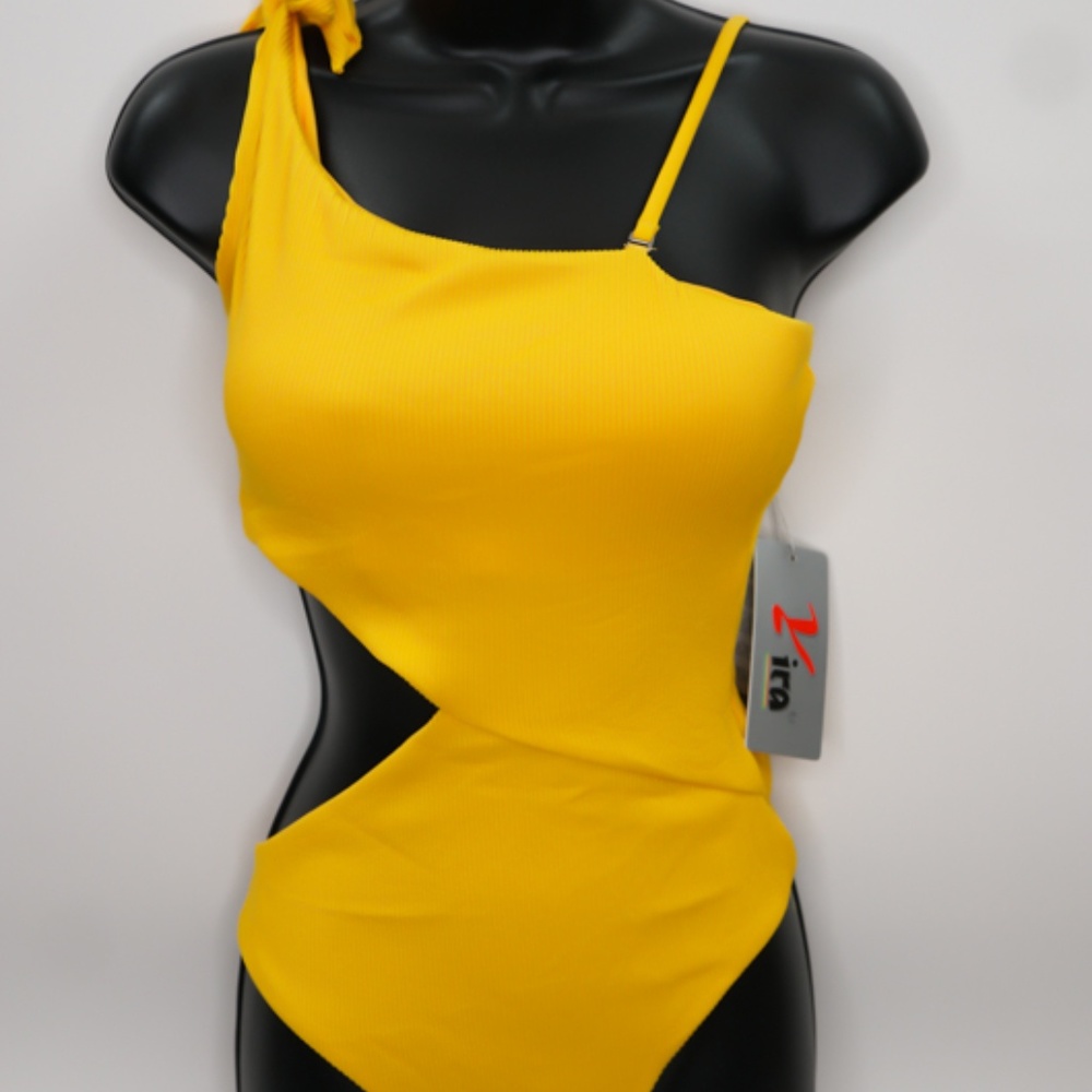 Yellow Cutout One Piece Swimsuit